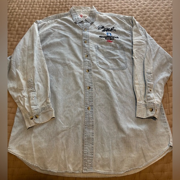 Vintage Dale Earnhardt GM Goodwrench Service Plus Button Up Denim Shirt Size L - Picture 1 of 7